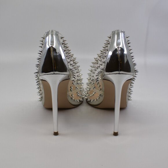 Steve Madden Vala-S [VALA06S1] Spiked Studded Heels Clear Pointed Toe Stilettos - Picture 2 of 7